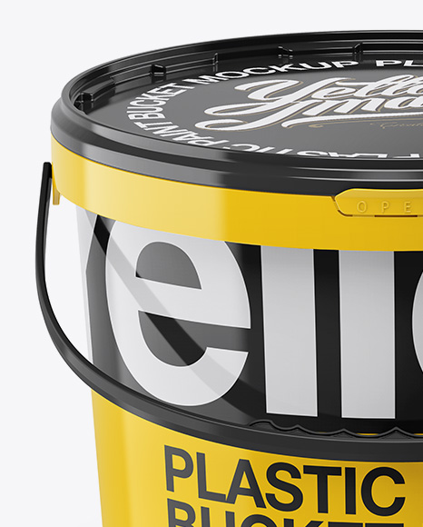 Glossy Plastic Bucket Mockup - Front View (High Angle) in Bucket & Pail Mockups on Yellow Images ...