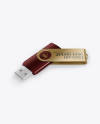 Open Metallic USB Flash Drive Mockup - Halfside View (High-Angle Shot