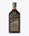 Square Amber Glass Bottle With Red Liquor Mockup