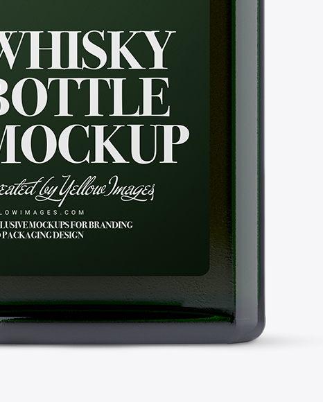 Square Green Glass Bottle With Red Liquor Mockup on Yellow Images