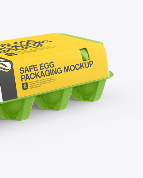 Matte Egg Container - Halfside View (High-Angle Shot) on Yellow Images