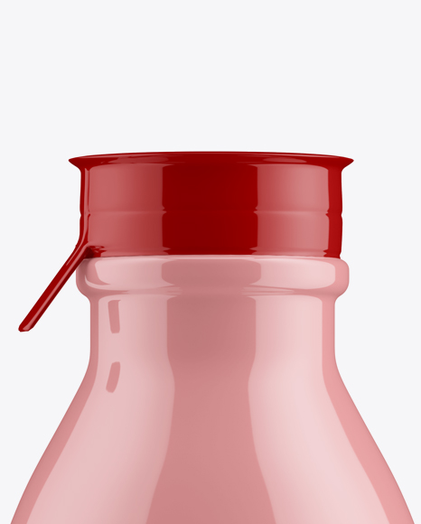 Glossy Medium Plastic Dairy Bottle Mockup - Front View on Yellow Images