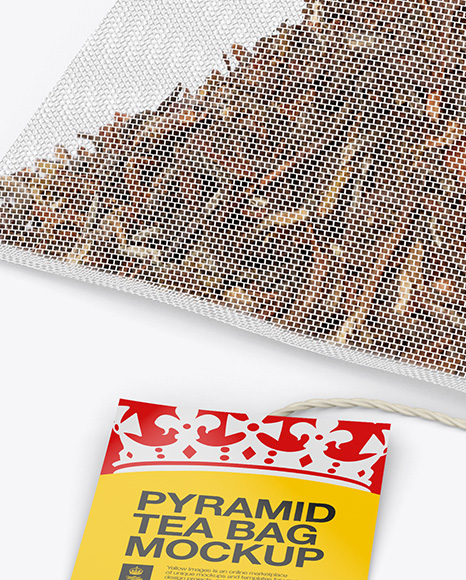 Download Pyramid Tea Bag Mockup Halfside View In Bag Sack Mockups On Yellow Images Object Mockups PSD Mockup Templates