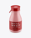 Glossy Small Plastic Dairy Bottle Mockup (High-Angle Shot)
