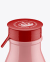 Glossy Small Plastic Dairy Bottle Mockup (High-Angle Shot)