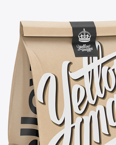 Glossy Kraft Paper Bag Mockup Halfside View In Bag Sack Mockups On Yellow Images Object Mockups