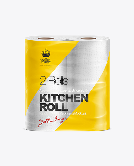 Paper Kitchen Towel 2 Rolls Mockup In Packaging Mockups On Yellow Images Object Mockups