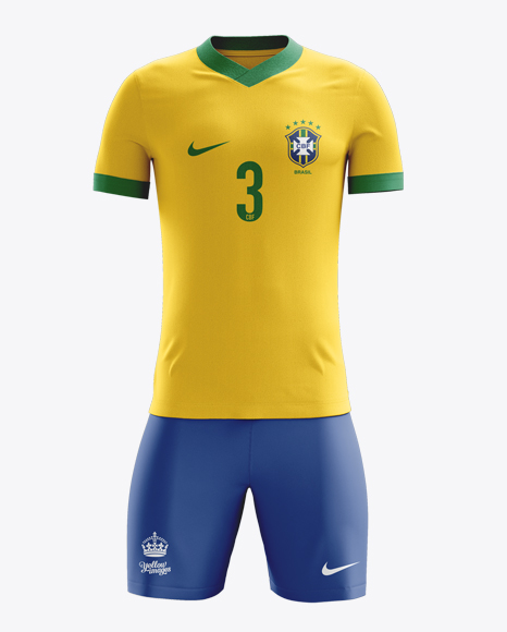 Download Football Kit With V Neck T Shirt Mockup Front View In Apparel Mockups On Yellow Images Object Mockups