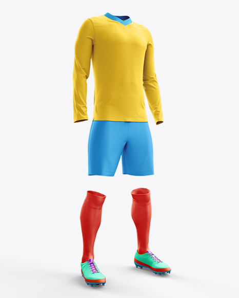 Download Football Kit With V Neck Long Sleeve Mockup Half Turned View In Apparel Mockups On Yellow Images Object Mockups Yellowimages Mockups