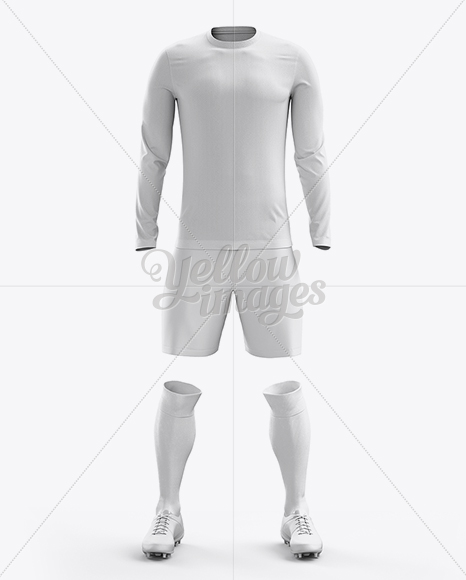 Download Football Kit With V Neck Long Sleeve Mockup Front View In Apparel Mockups On Yellow Images Object Mockups