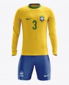 Soccer Kit with Long Sleeve Mockup / Front View