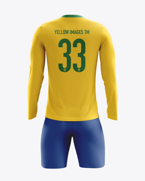 Soccer Kit With Long Sleeve Mockup Back View In Apparel Mockups On Yellow Images Object Mockups