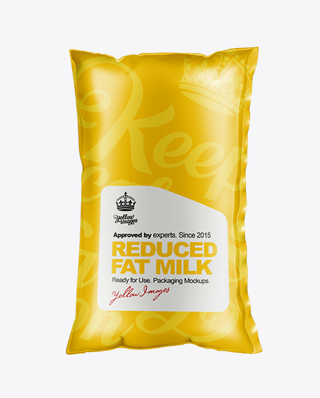 1l Milk Sachet Mockup In Flow Pack Mockups On Yellow Images Object Mockups