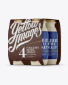 4 Pack Matte Dairy Bottle Mockup - Halfside View