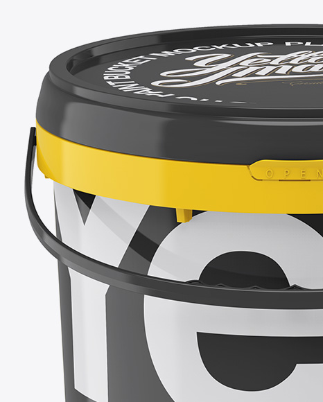 Glossy Plastic Bucket Mockup - Front View (High Angle) in Bucket & Pail Mockups on Yellow Images ...