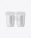 Glossy Plastic 4 Pack Juice Cup Mockup - Side View (High-Angle) on