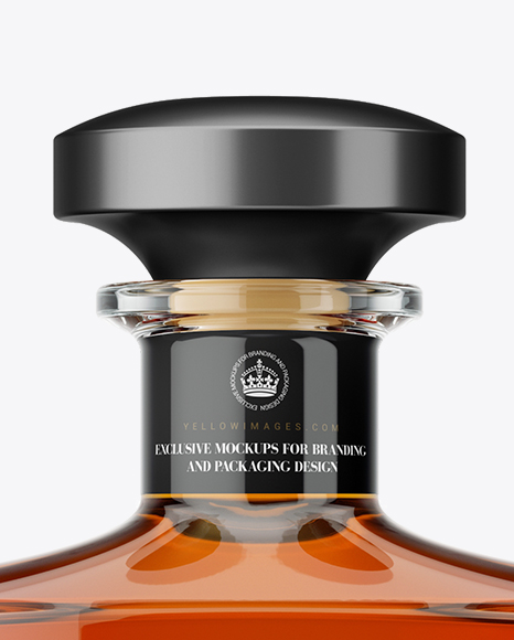 Download Square Clear Glass Bottle With Cognac Mockup in Bottle ...