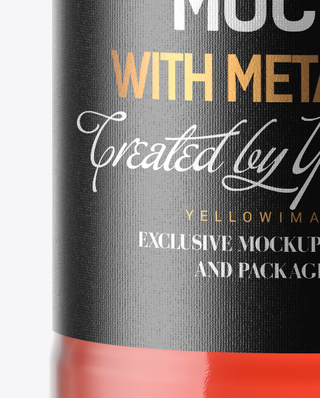 200ml Clear Glass Bottle with Red Drink Mockup PSD #2