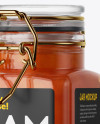 100ml Glass Apricot Jam Jar w/ Clamp Lid Mockup - Halfside View on