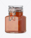 100ml Glass Apricot Jam Jar w/ Clamp Lid Mockup - Halfside View on