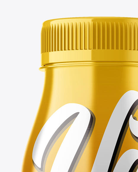 Metallic Dairy Bottle Mockup - Front View on Yellow Images Object Mockups