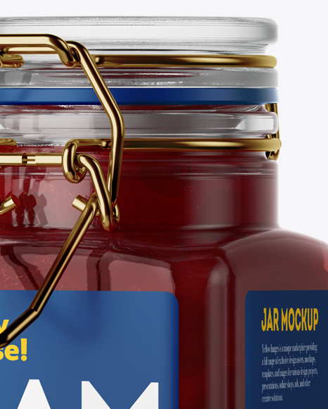 100ml Glass Cherry Jam Jar w  Clamp Lid Mockup   Halfside View PSD #3