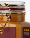 100ml Glass Raw Honey Jar w/ Clamp Lid Mockup - Halfside View on Yellow