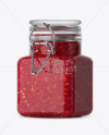 100ml Glass Raspberry Jam Jar w/ Clamp Lid Mockup - Halfside View