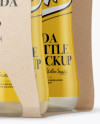 4 Kraft Pack Soda Bottle Mockup - Halfside View on Yellow Images Object