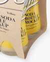 4 Kraft Pack Soda Bottle Mockup - Halfside View (High-Angle) - Free