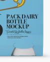 6 Pack Matte Dairy Bottle Mockup - Front View on Yellow Images Object