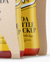 4 Kraft Pack Pink Drink Bottle Mockup - Halfside View on Yellow Images