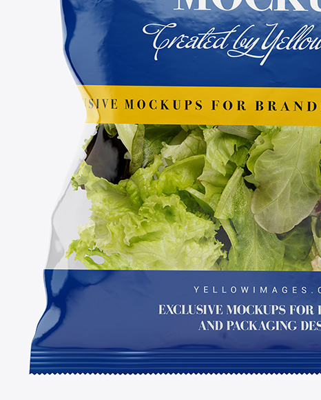 Clear Plastic Bag With Salad Mockup In Bag Sack Mockups On Yellow Images Object Mockups