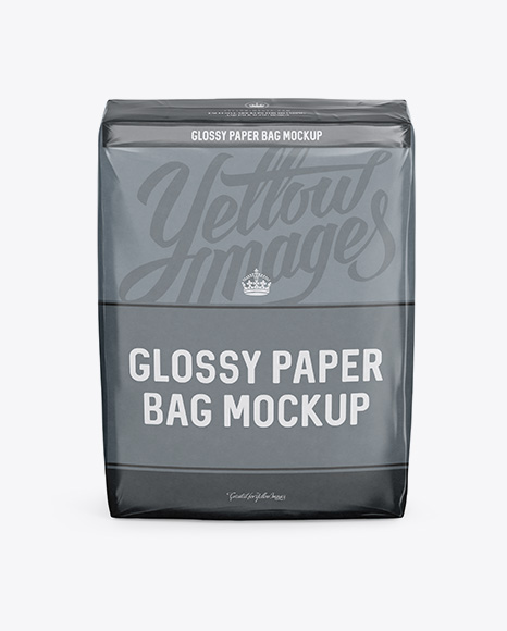 Download Glossy Paper Bag Mockup - Front View (High-Angle Shot) in Bag & Sack Mockups on Yellow Images ...