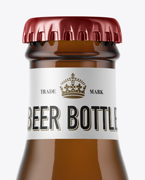 Amber Glass Bottle with Lager Beer Mockup PSD #6