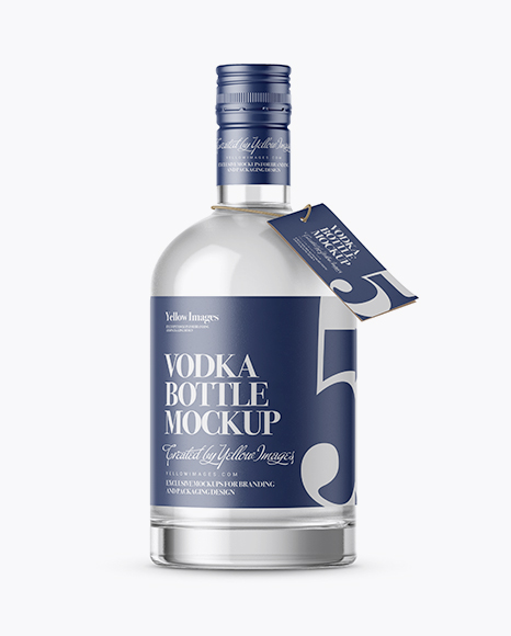 Vodka Bottle with Shrink Band Mockup PSD #2