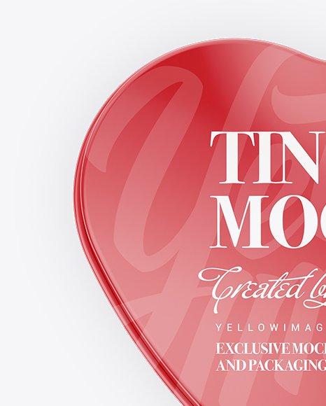 Heart Shape Glossy Tin Box Mockup Top View In Box Mockups On Yellow Images Object Mockups