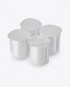 Glossy Plastic 4 Pack Juice Cup Mockup - Halfside View (High-Angle Shot