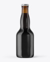 Amber Glass Bottle with Stout Beer Mockup