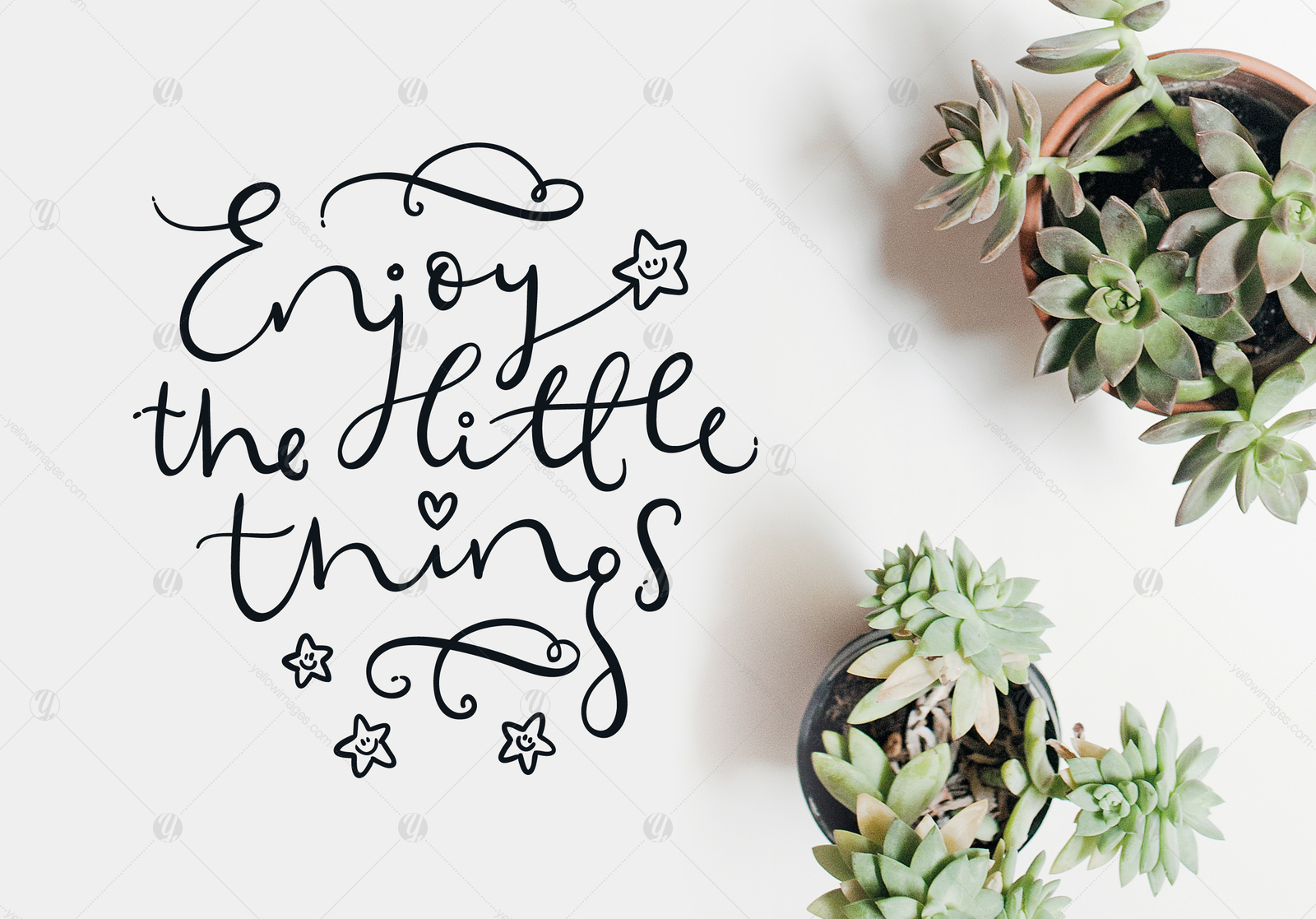 Enjoy The Little Things Vector Quote In Lettering On Yellow Images Creative Store