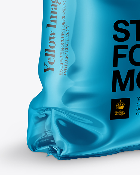 Download Metallic Stand Up Bag Mockup Half Side View In Bag Sack Mockups On Yellow Images Object Mockups Yellowimages Mockups