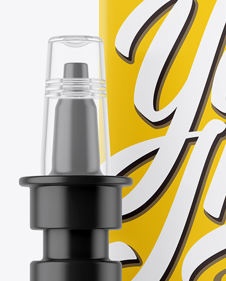 Nasal Spray Matte Plastic Bottle With Box Mockup PSD #2