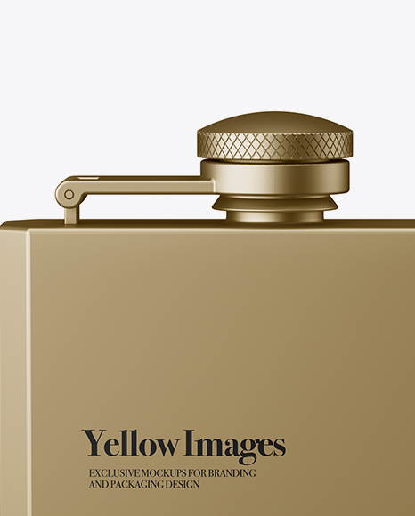 Square Metal Flask Mockup in Packaging Mockups on Yellow Images Object Mockups