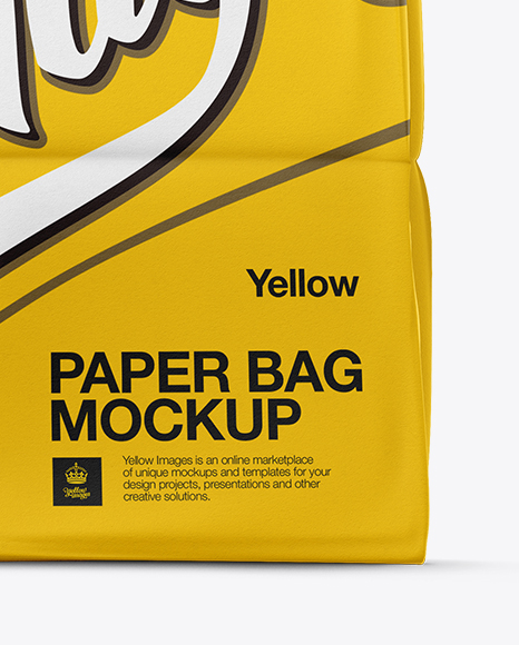 Paper Bag Mockup Front View In Bag Sack Mockups On Yellow Images Object Mockups