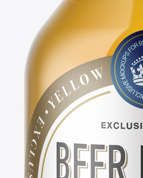 Clear Glass Bottle with Lager Beer Mockup PSD #1