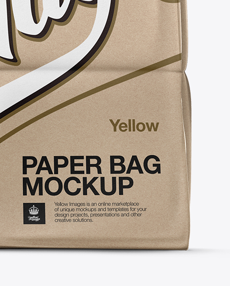 Kraft Paper Bag Mockup Front View In Bag Sack Mockups On Yellow Images Object Mockups