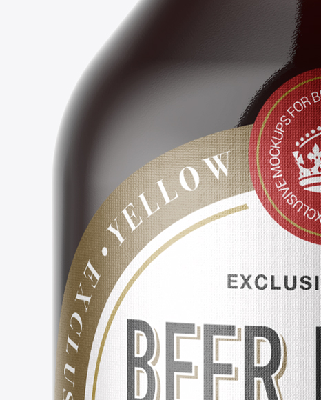 Clear Glass Bottle with Brown Ale Mockup